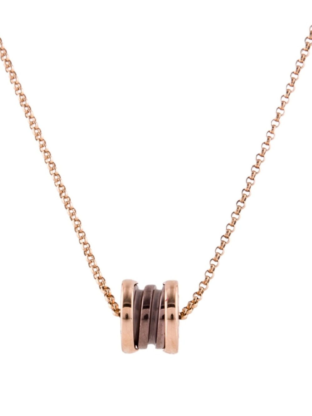 Bvlgari B.zero1 18k rose gold brown ceramic limited edition necklace